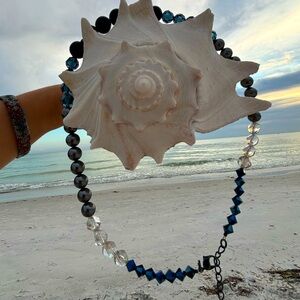Deep blue sea beaded necklace.